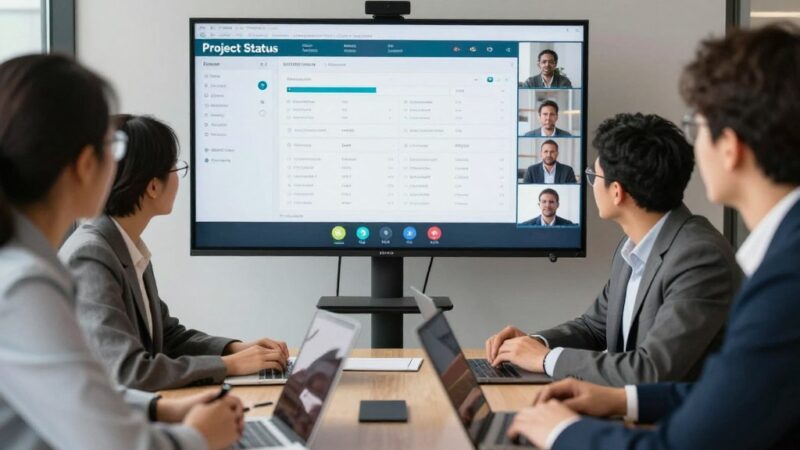 Project status meeting video call